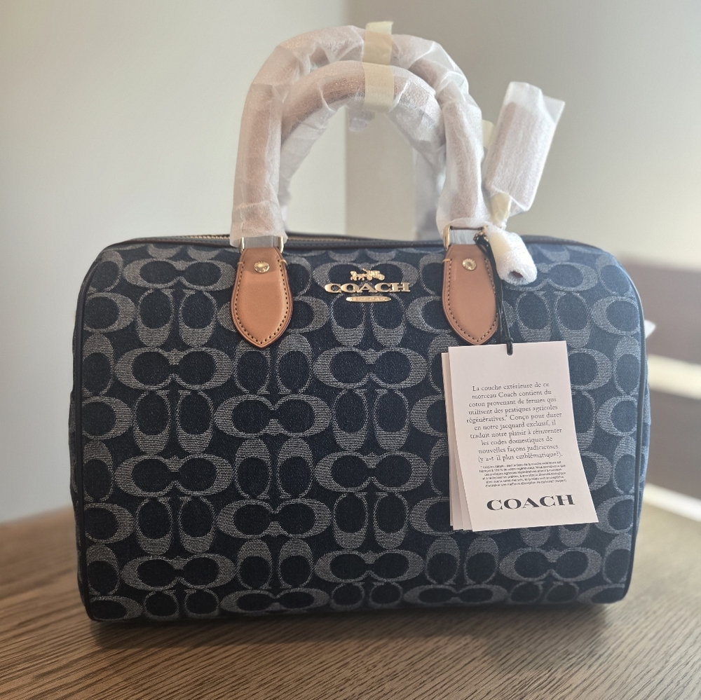Coach Large Denim Rowan NWT